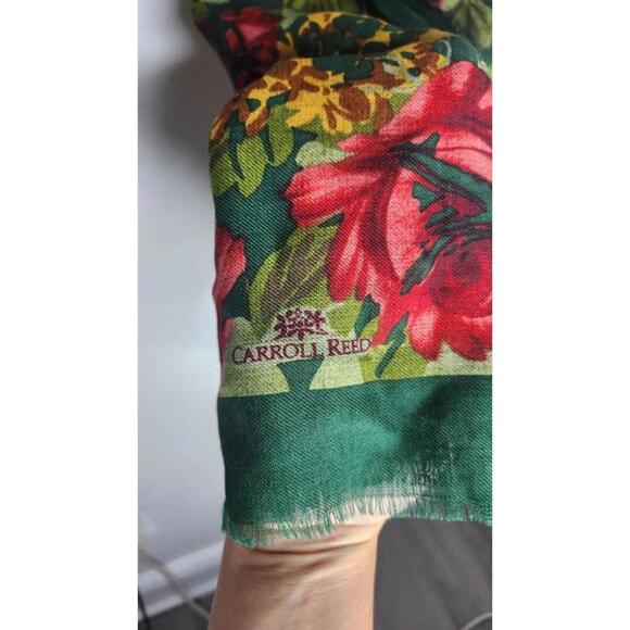 Vintage Carroll Reed Scarf Womens Rose Print Floral Shawl Wrap Retro Accessory - Picture 3 of 5